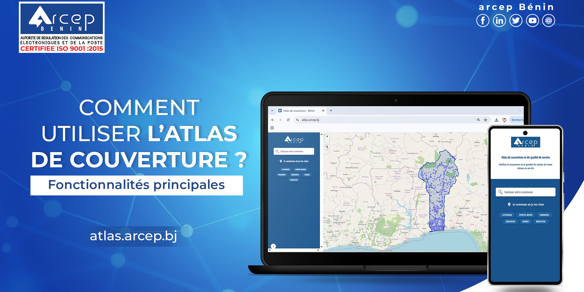 Arcep Bénin comment utiliser l’Atlas de couverture banner