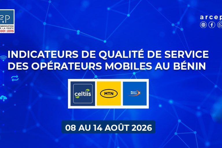 Arcep Bénin image pour indicateurs de qualité de service (QoS) du 08 au 14 Août 2026