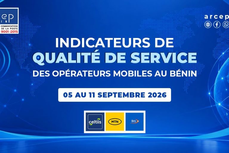 Arcep Bénin image pour indicateurs de qualité de service (QoS) du 05 au 11 septembre 2026