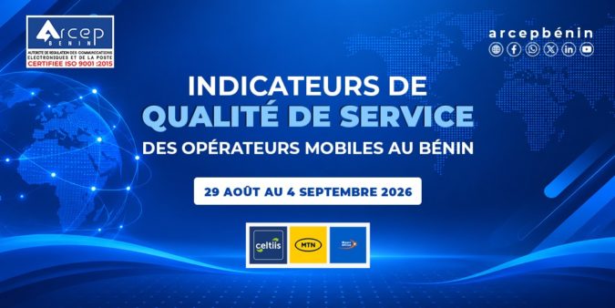 Arcep Bénin image pour indicateurs de qualité de service (QoS) du 22 29 août au 4 septembre 2026