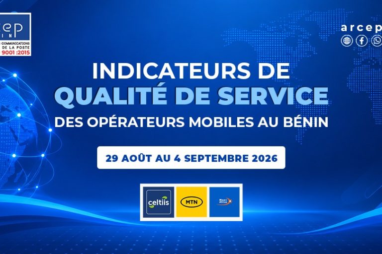 Arcep Bénin image pour indicateurs de qualité de service (QoS) du 22 29 août au 4 septembre 2026